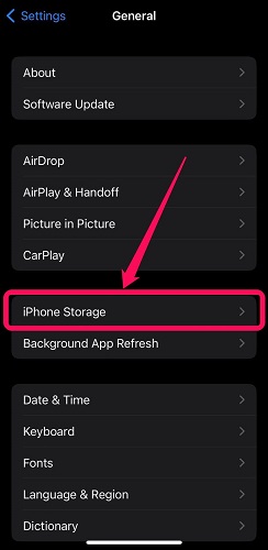 iPhone storage