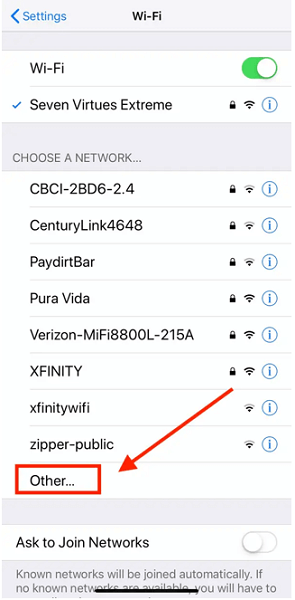 iphone wifi settings connect iPhone to hidden wifi network