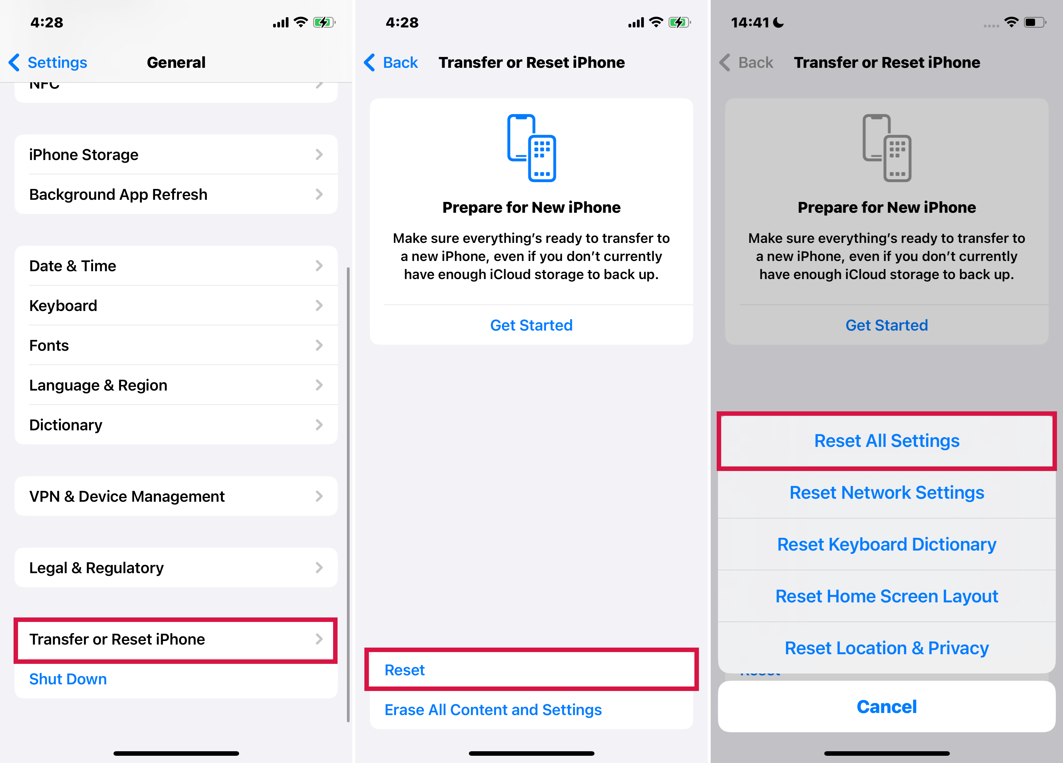 Reset All Settings on iPhone