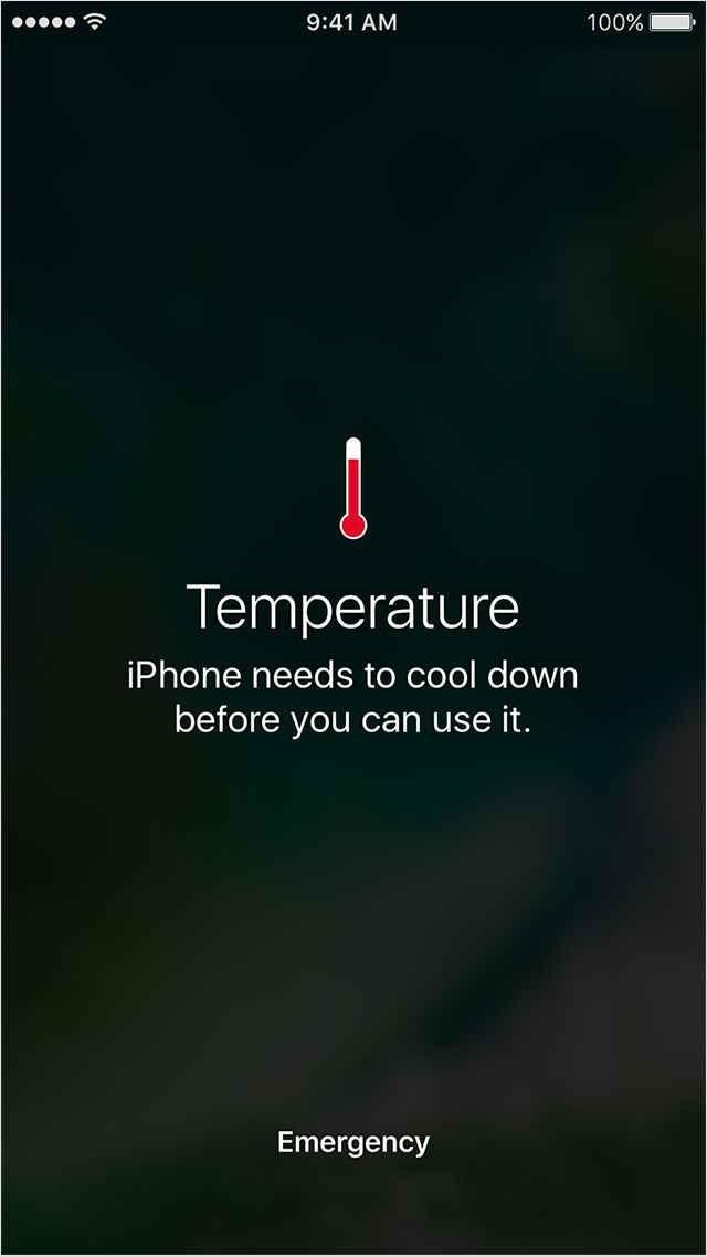 iPhone has an overheating alert message.