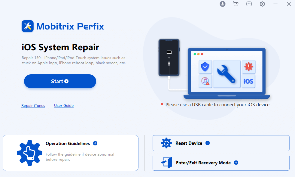 Mobitrix Perfix Click Start to Fix iOS Software Issues