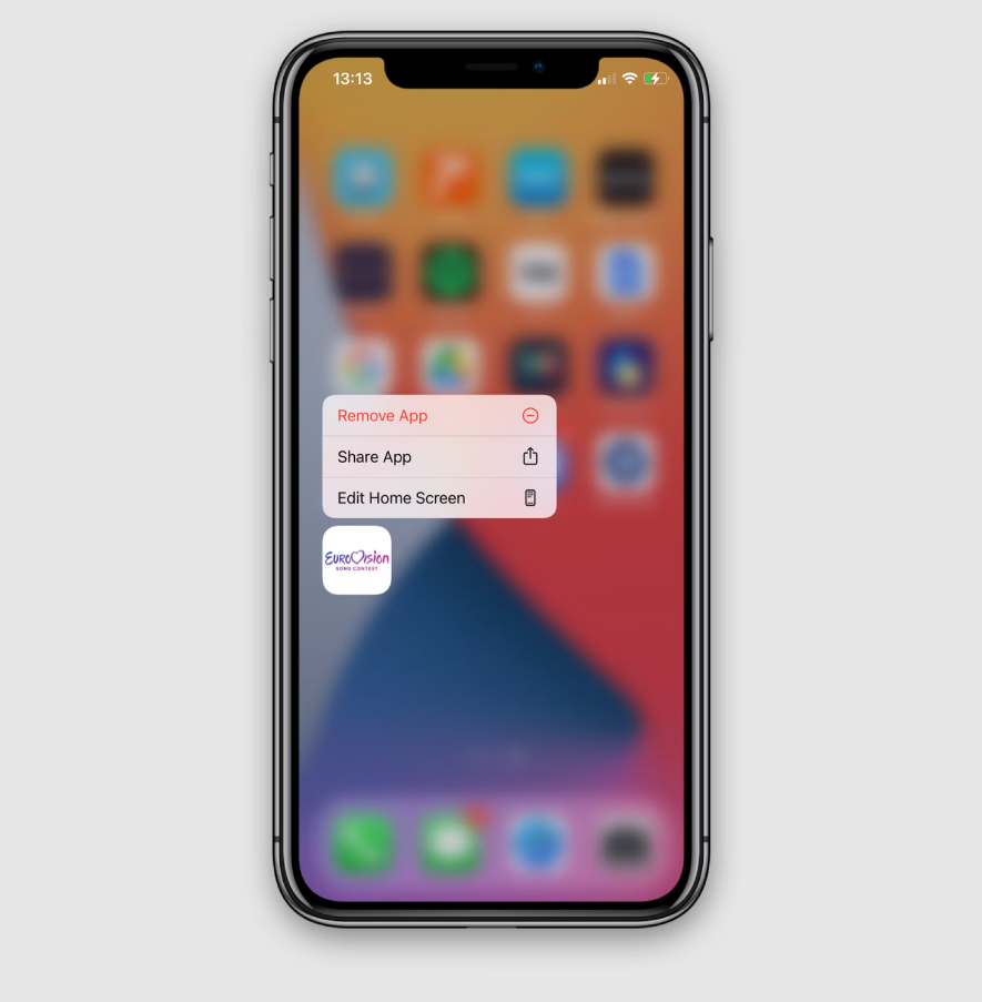 Remove app pop-up menu