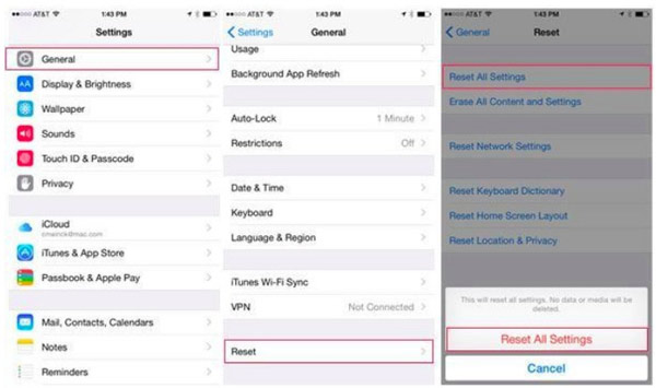 Resetting iPhone settings