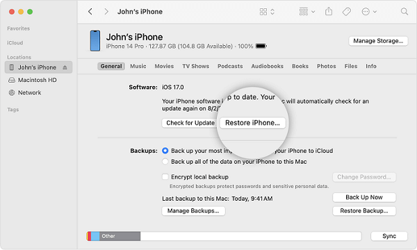Restore iPhone via iTunes