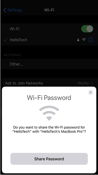 Share Wifi Password iPhone Tap 2