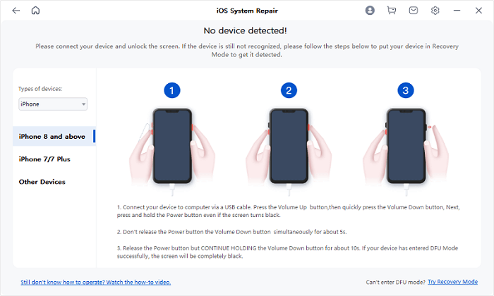 Solve iPhone Black Screen via DFU Mode