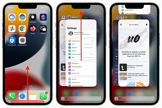 Closing apps on iPhone with no Home button.