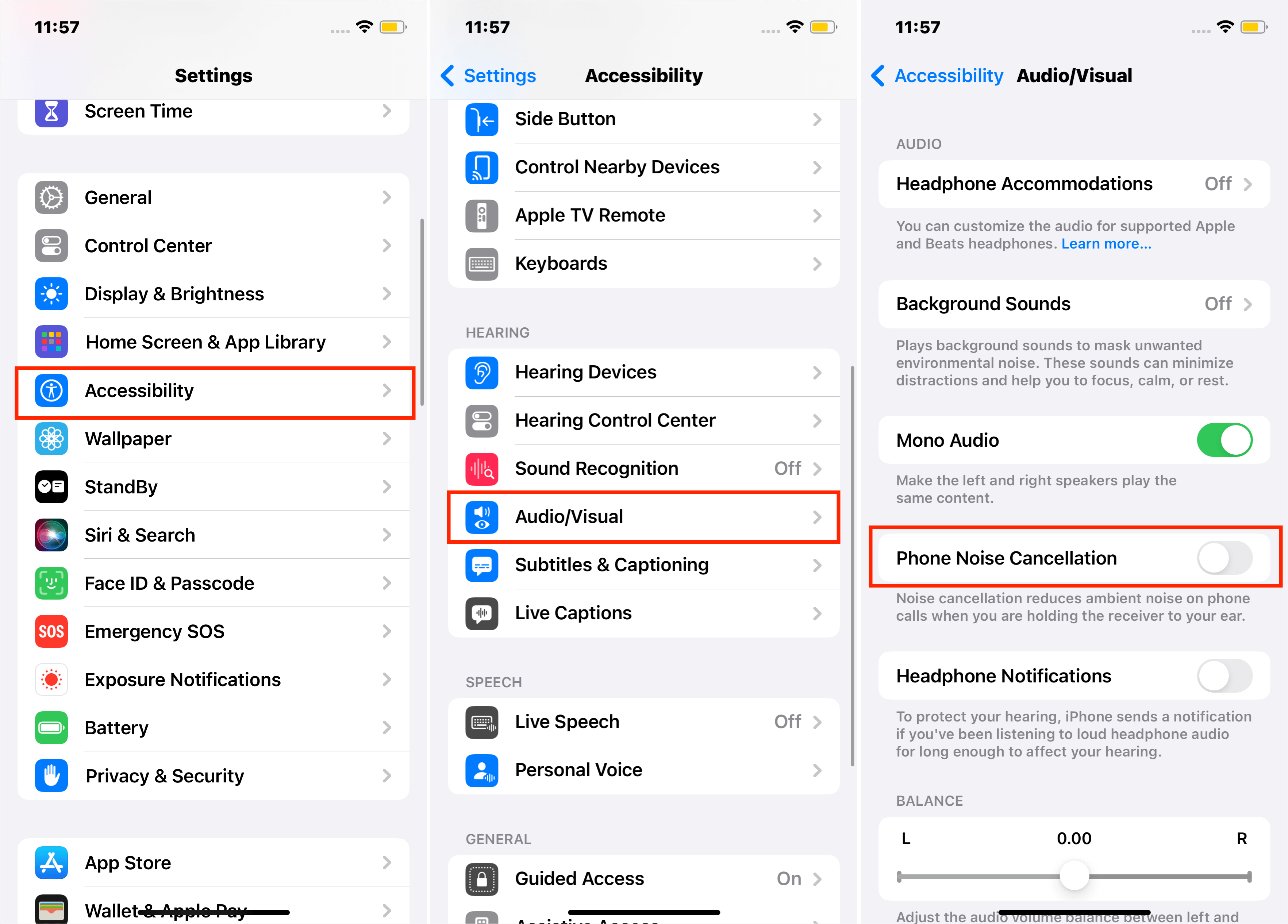 Steps To Turn Off Noise Cancellation Via Iphone Settings App