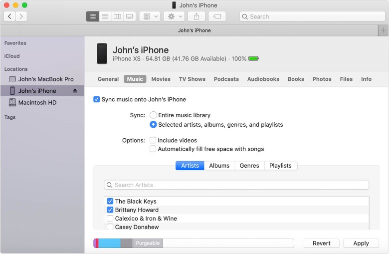 sync between iphone macos