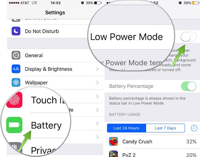 Turn off the Low Power mode