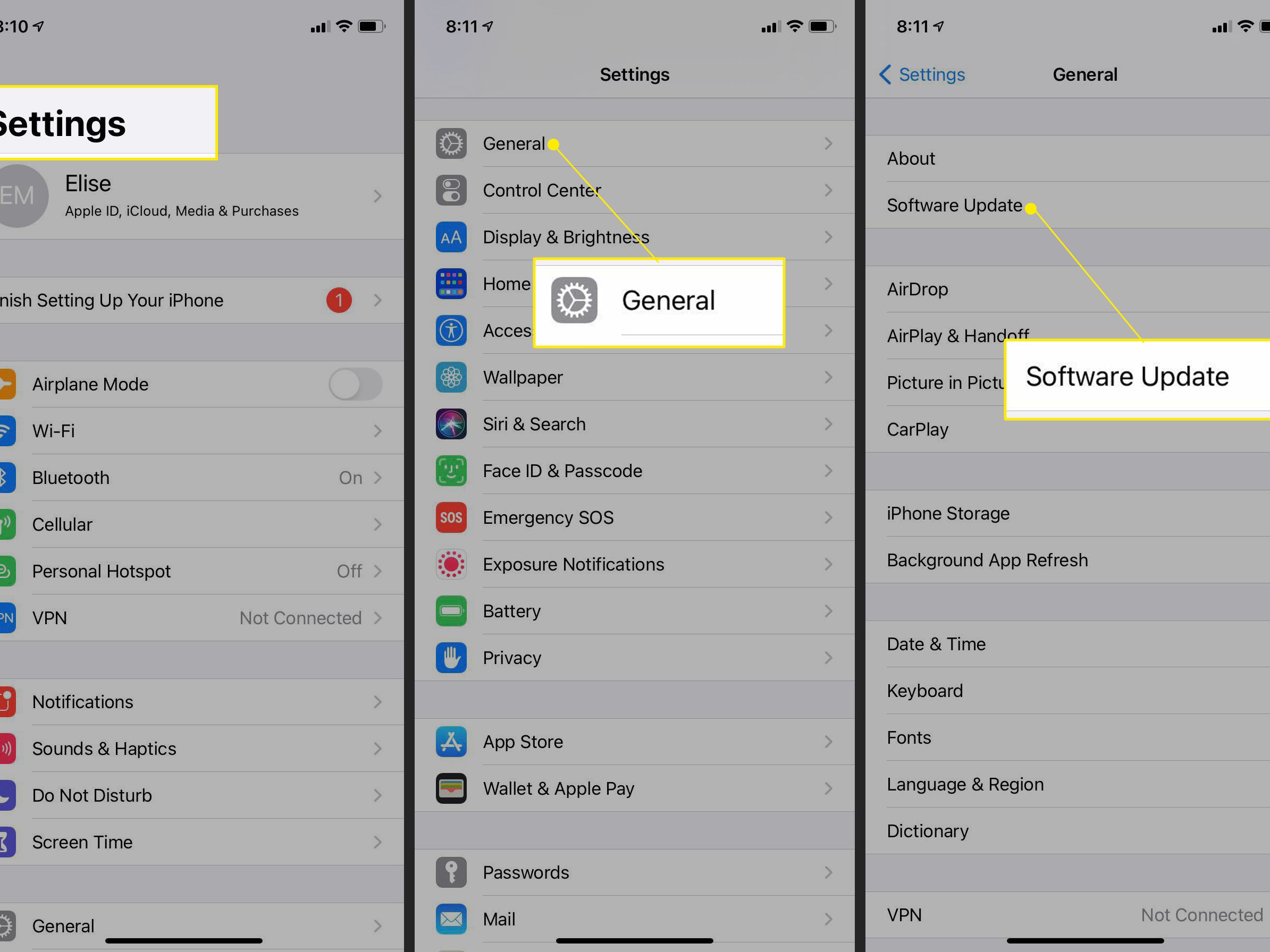 Update iOS via Settings