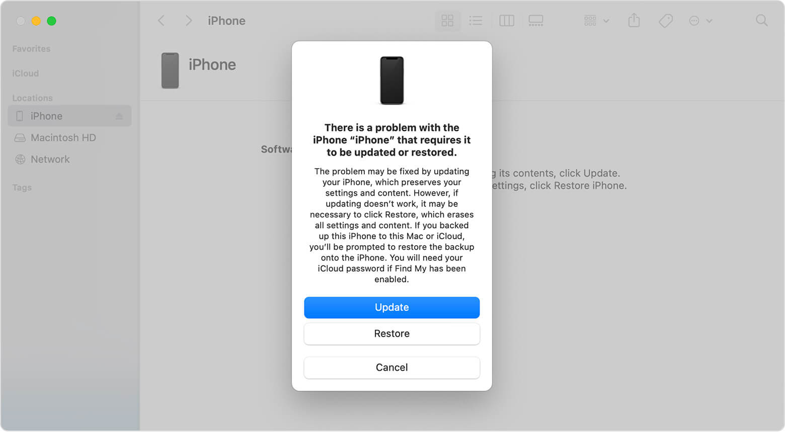 Update or Restore iPhone 11 with recovery mode