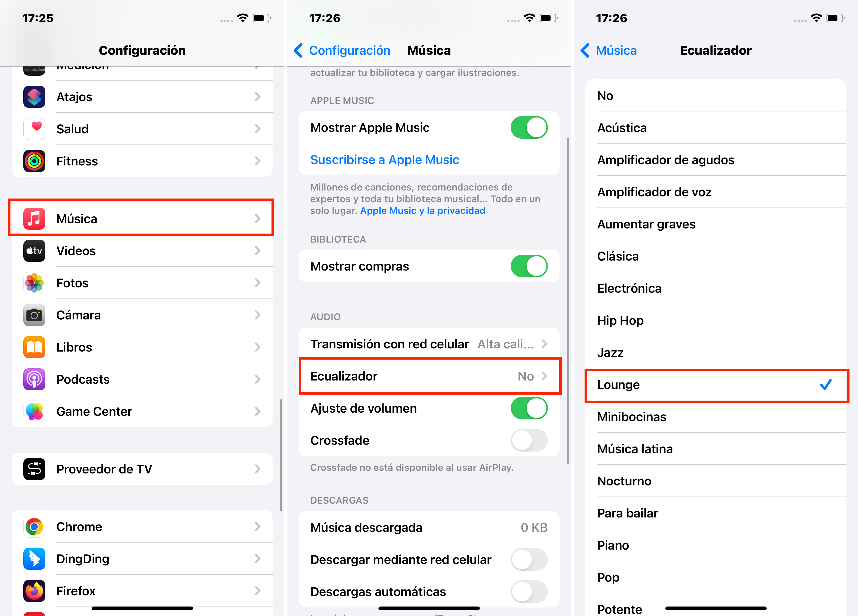 Ajustar los ajustes de audio en la aplicación de Música en el iPhone