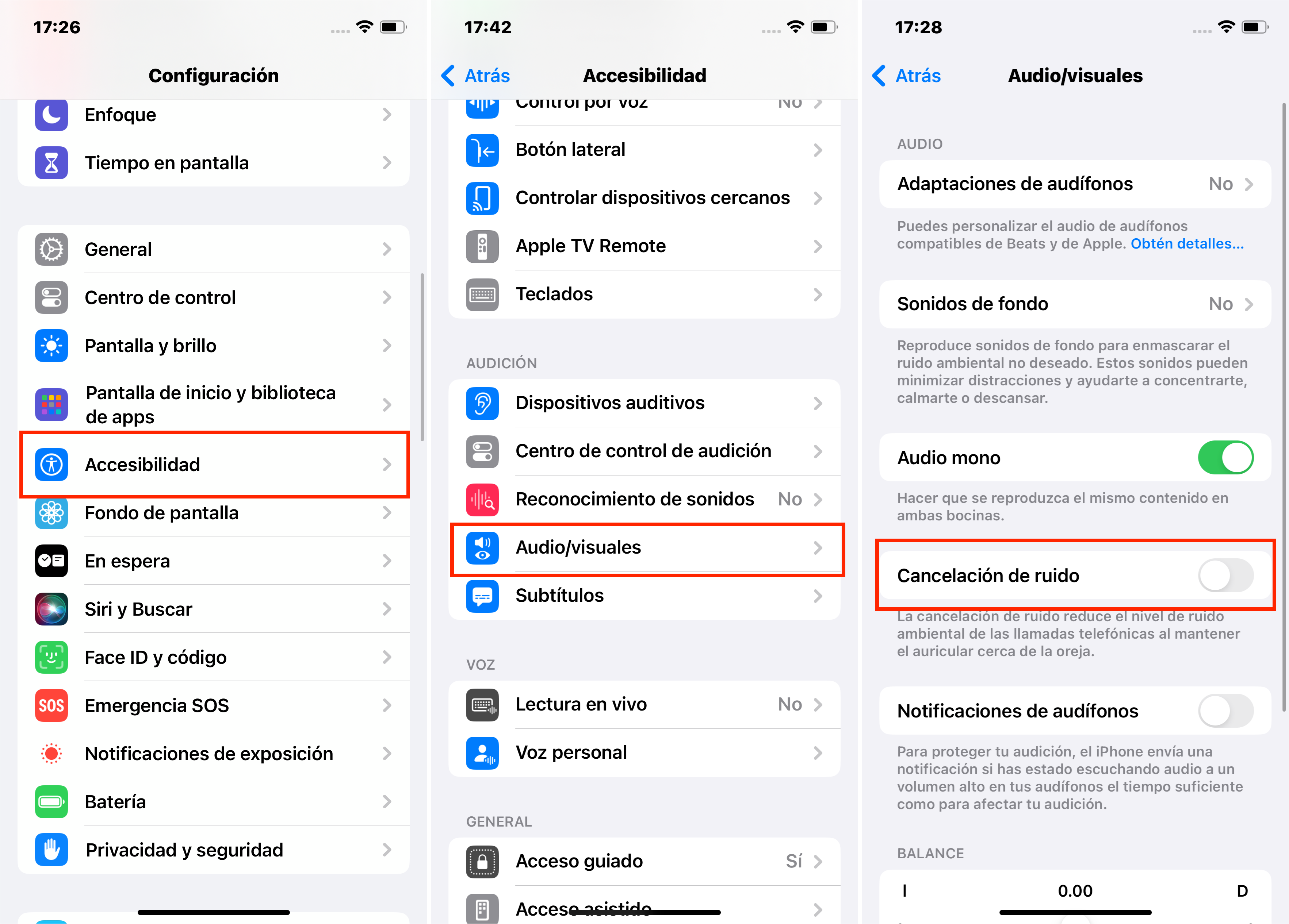 Desactivar la cancelación de ruido en la configuración del iPhone