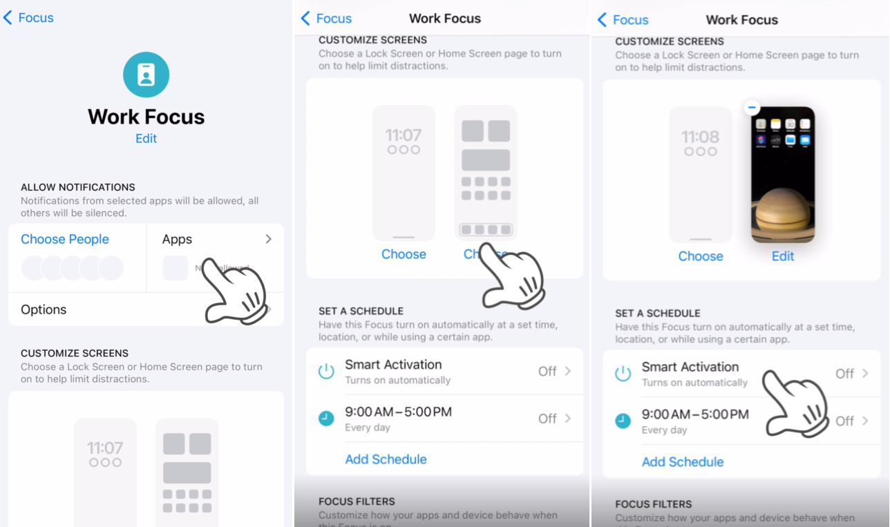 Choose the focus mode you want to set