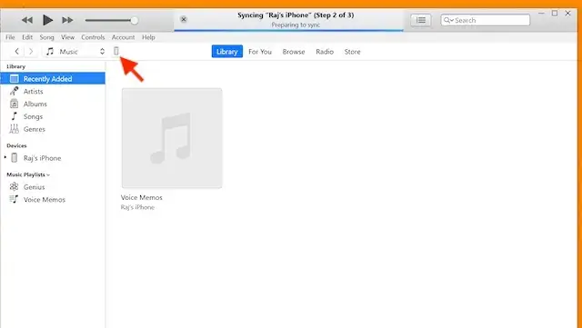  Click on the iPhone Icon Located at the Top Left Corner of iTunes