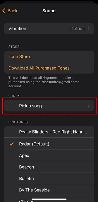 Click Pick a Song to Access Your Itunes Library