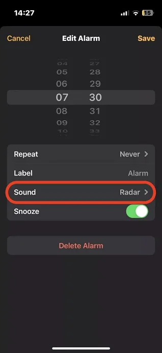 Edit Alarm Click Sound