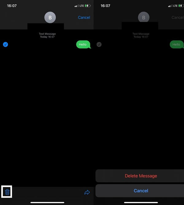 Delete Message in the iMessages app