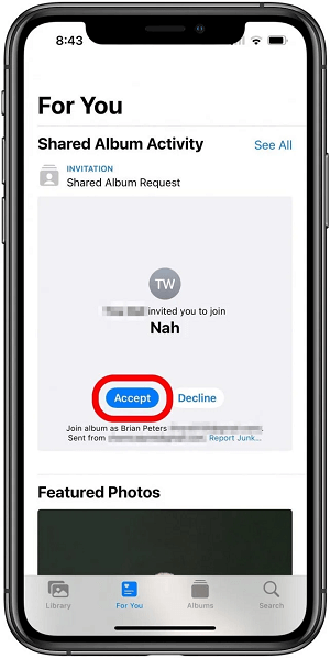 Accept Invitation in Shared Albums