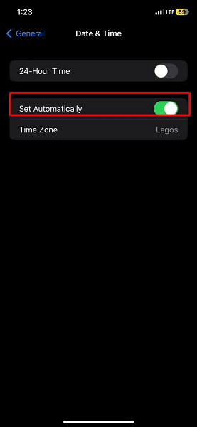 Set Automatically on iPhone