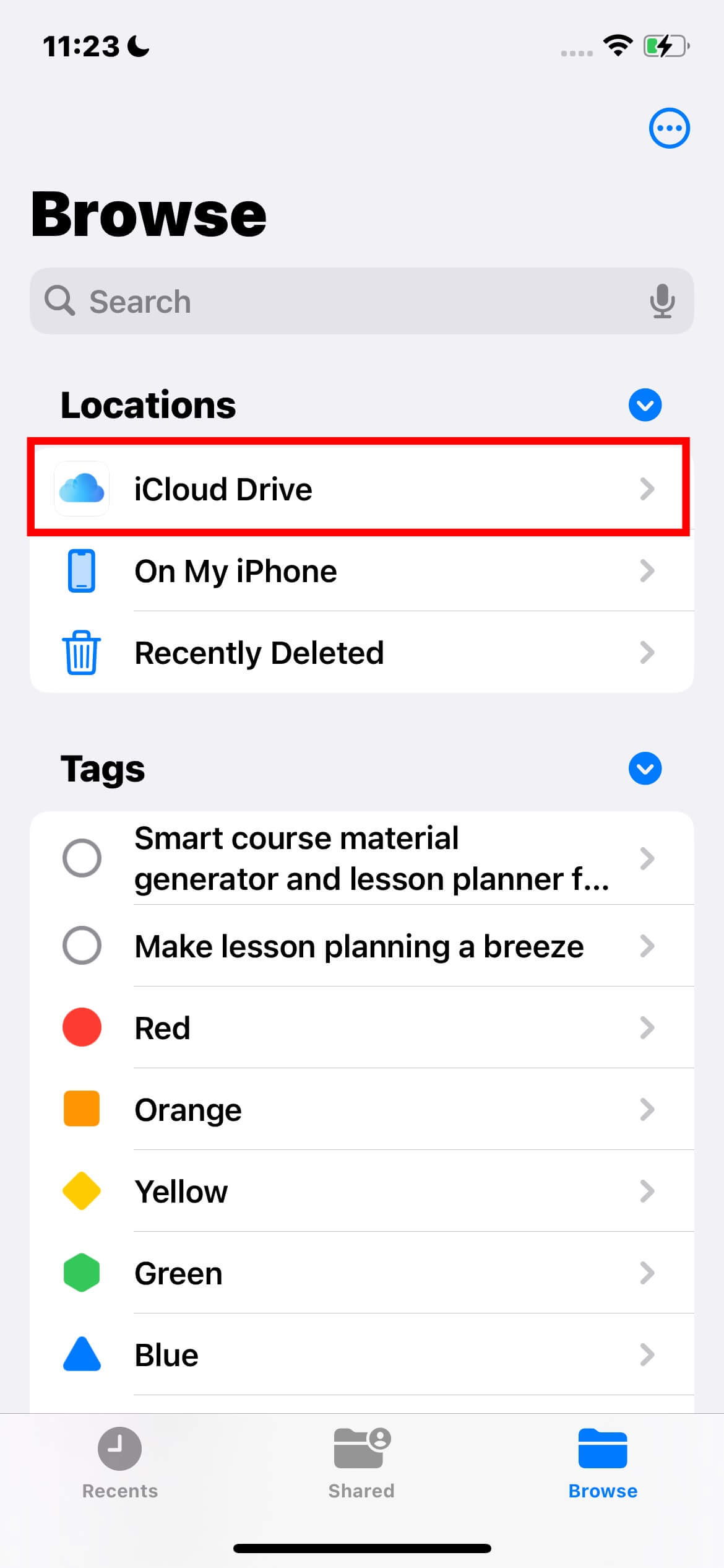 Iphone Files App Browse Icloud Drive