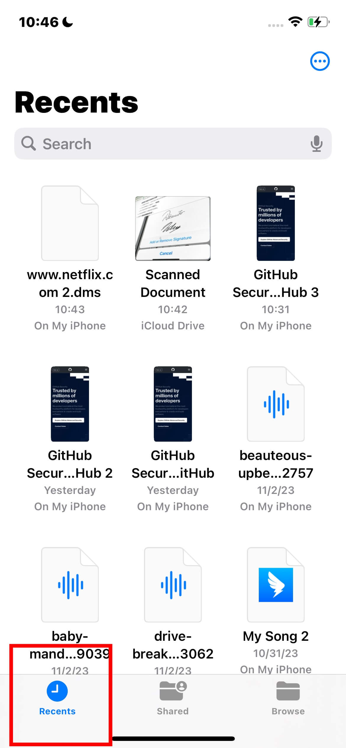 Iphone Files App Recents