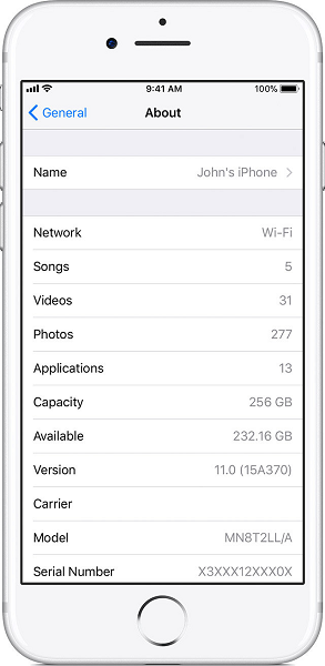 Settings > General > About