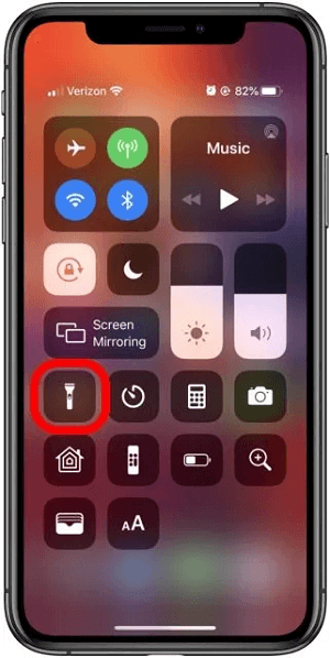 Tap the Flashlight Symbol to Turn It on and Off
