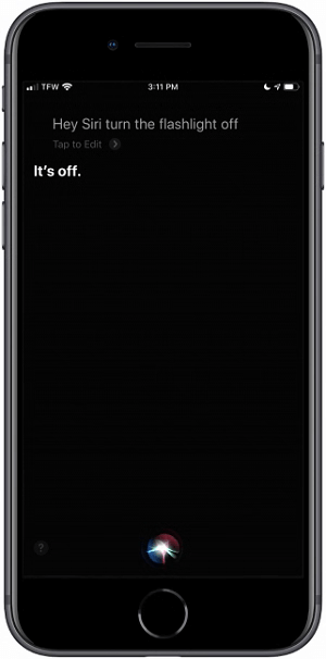 Turn off the Flashlight With Hey Siri