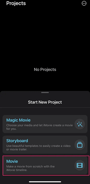 Select Movie in Imovie App