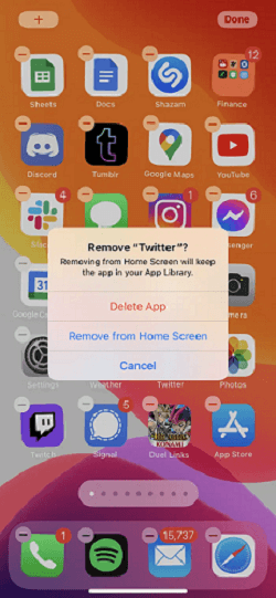 Remove an app from iPhone's home screen without deleting