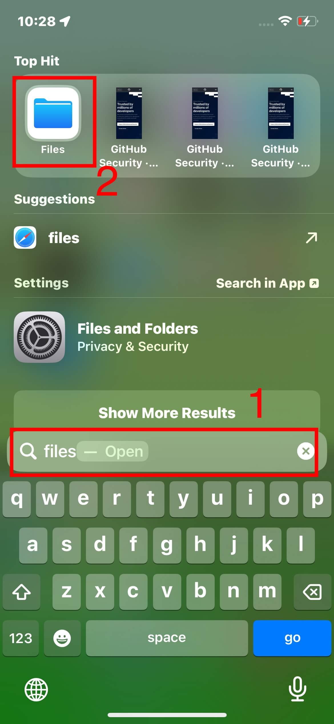 iphone search files app