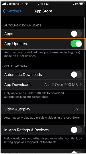 Enable automatic app updates
