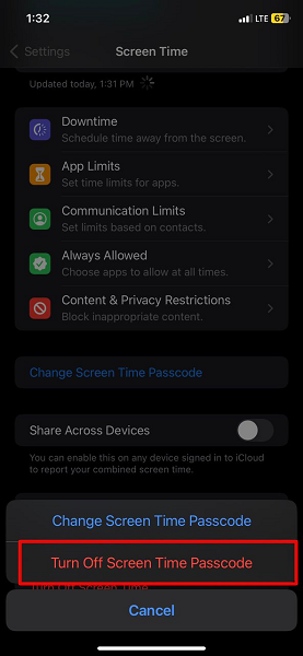 Turn Off Screen Time Passcode