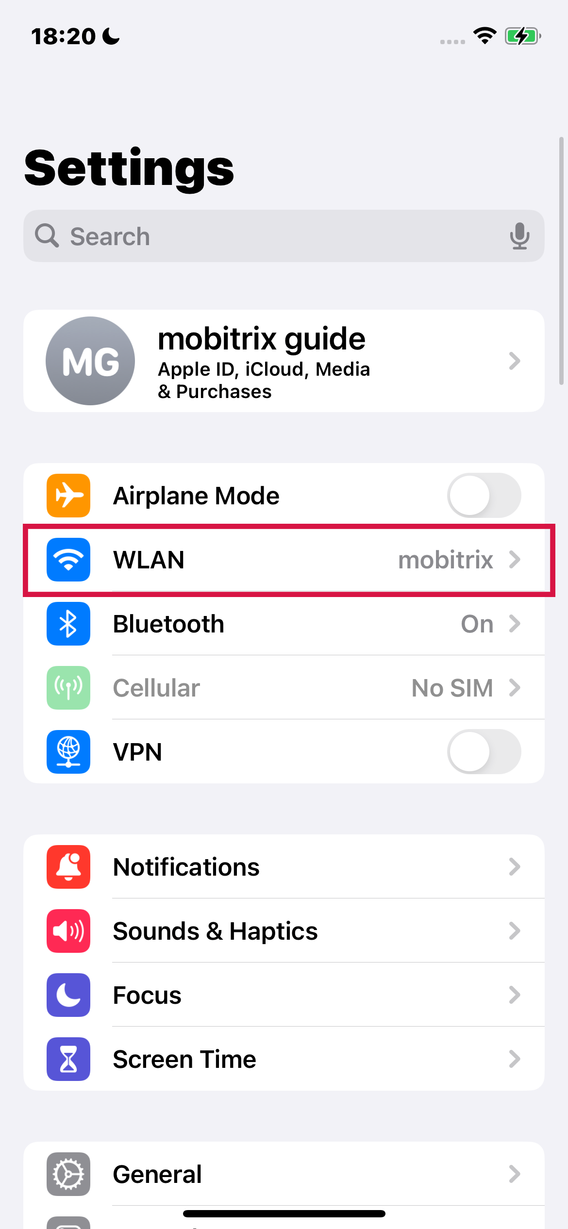 Iphone Settings Wlan Mobitrix
