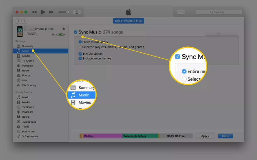 Itunes In Macos Showing Music And Sync Music Sections