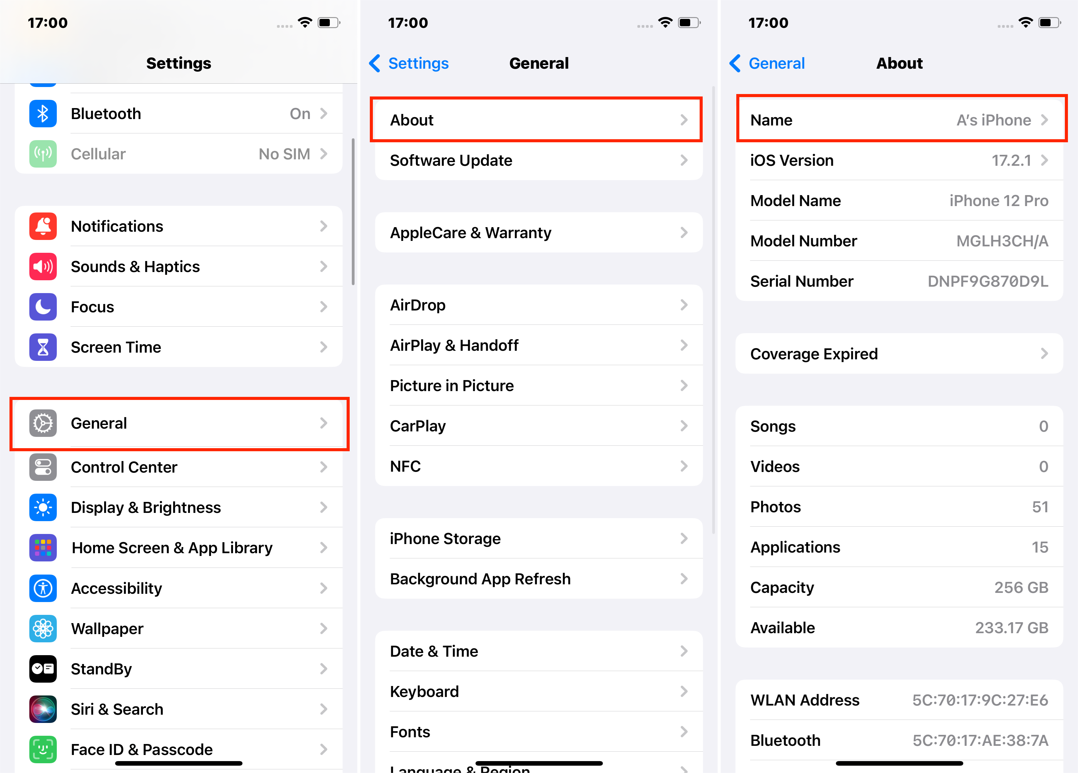 Iphone Settings App Tap General Then About