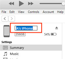 Itunes Input New Iphone Name In The Provided Field