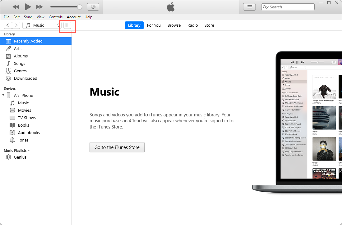 Itunes On Mac Showing The Iphone Access Button