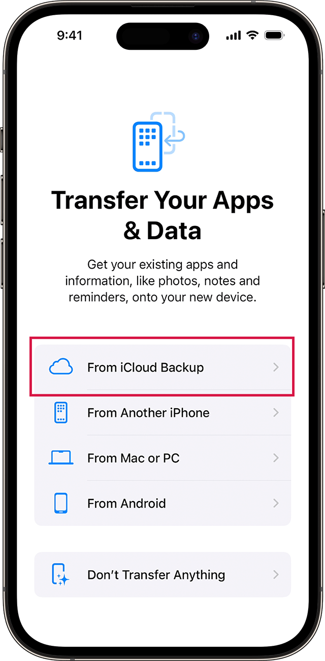 Restore from iCloud Backup