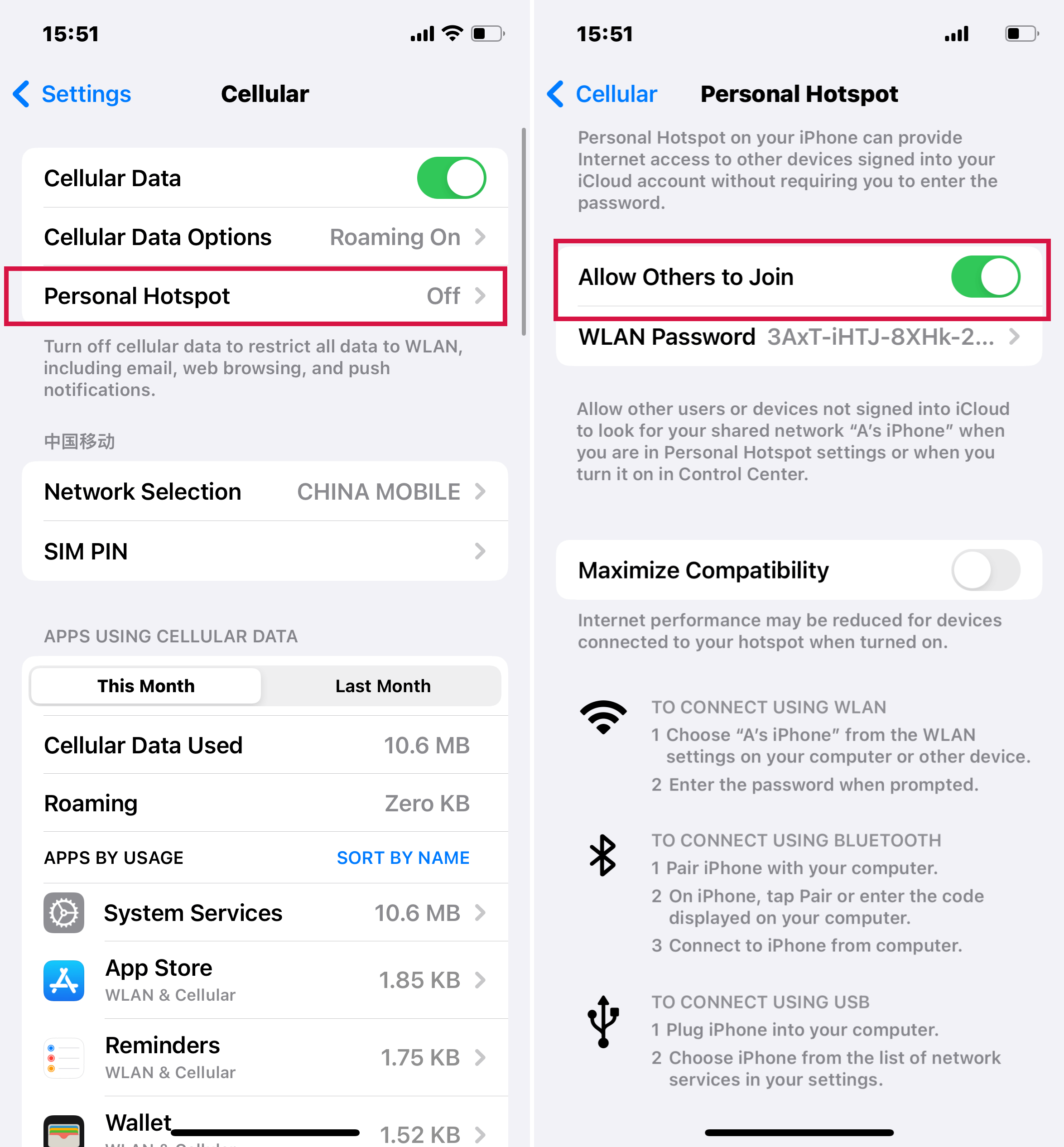 Set up a Personal Hotspot on iPhone Settings