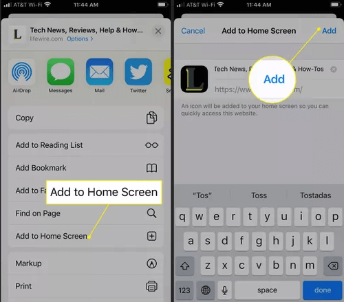 Steps to Add Site Shortcuts with Web Clips