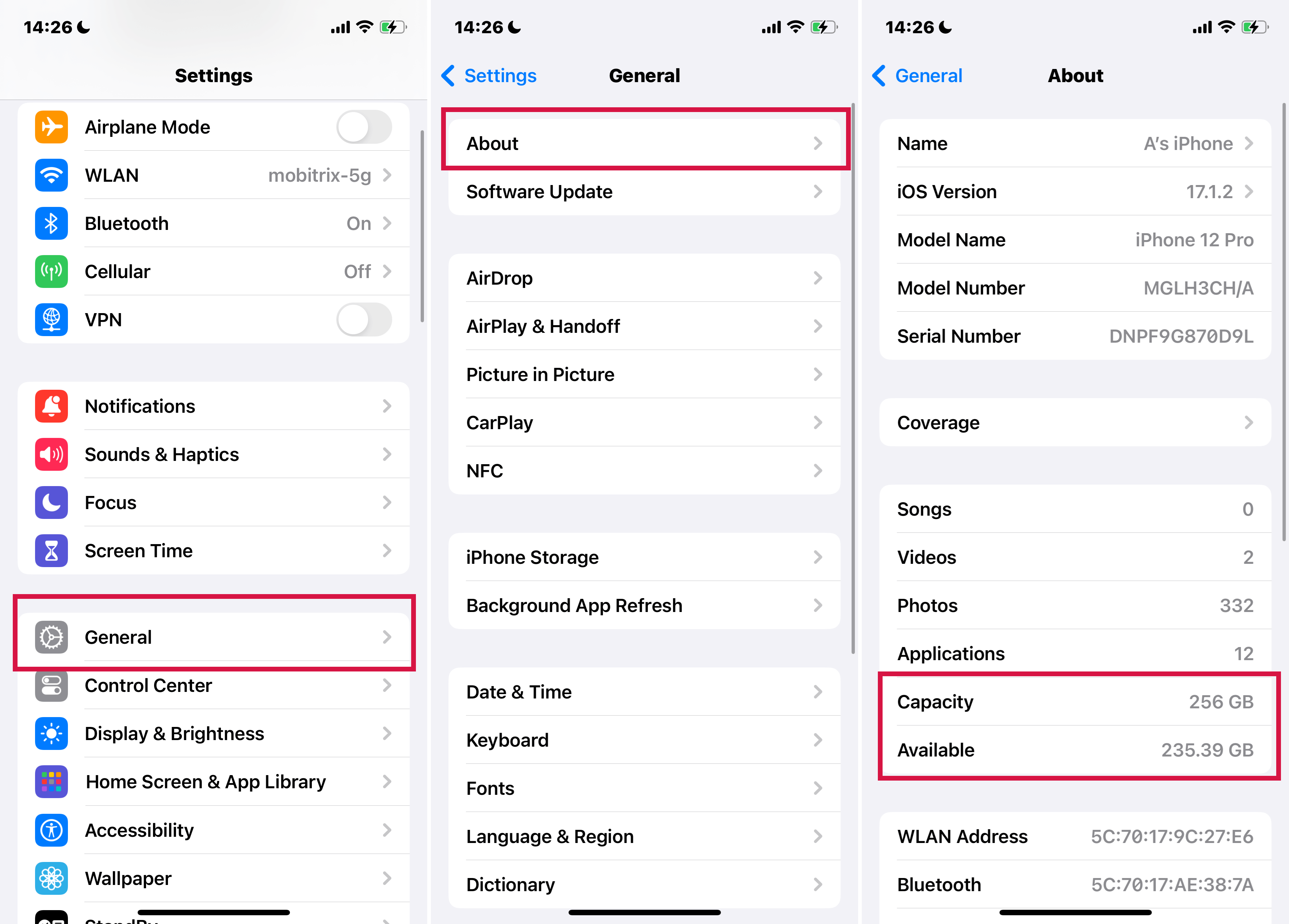 Steps to check iphone storage via settings app