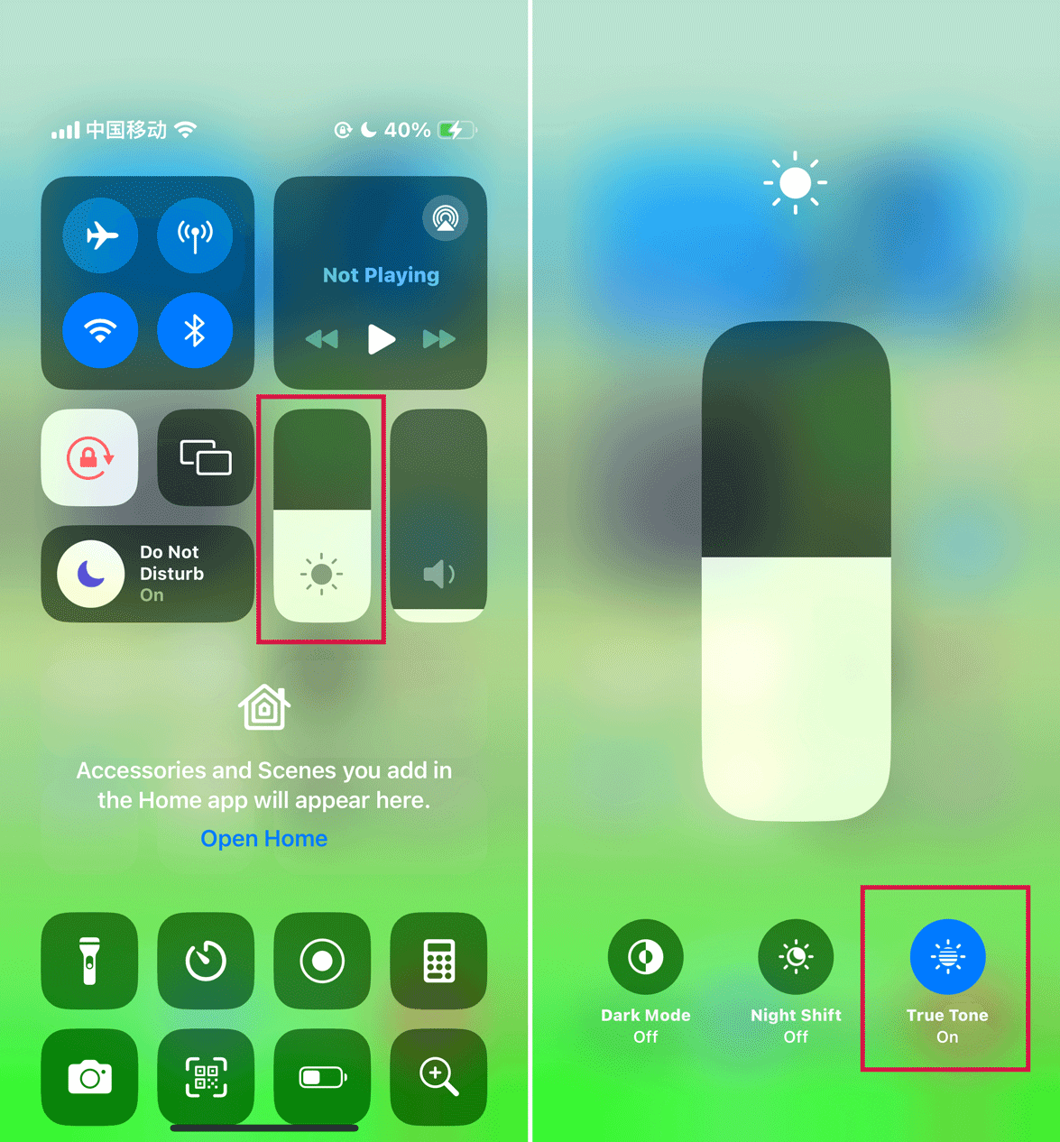 Steps to Enable or Disable True Tone Using Control Center on iphone