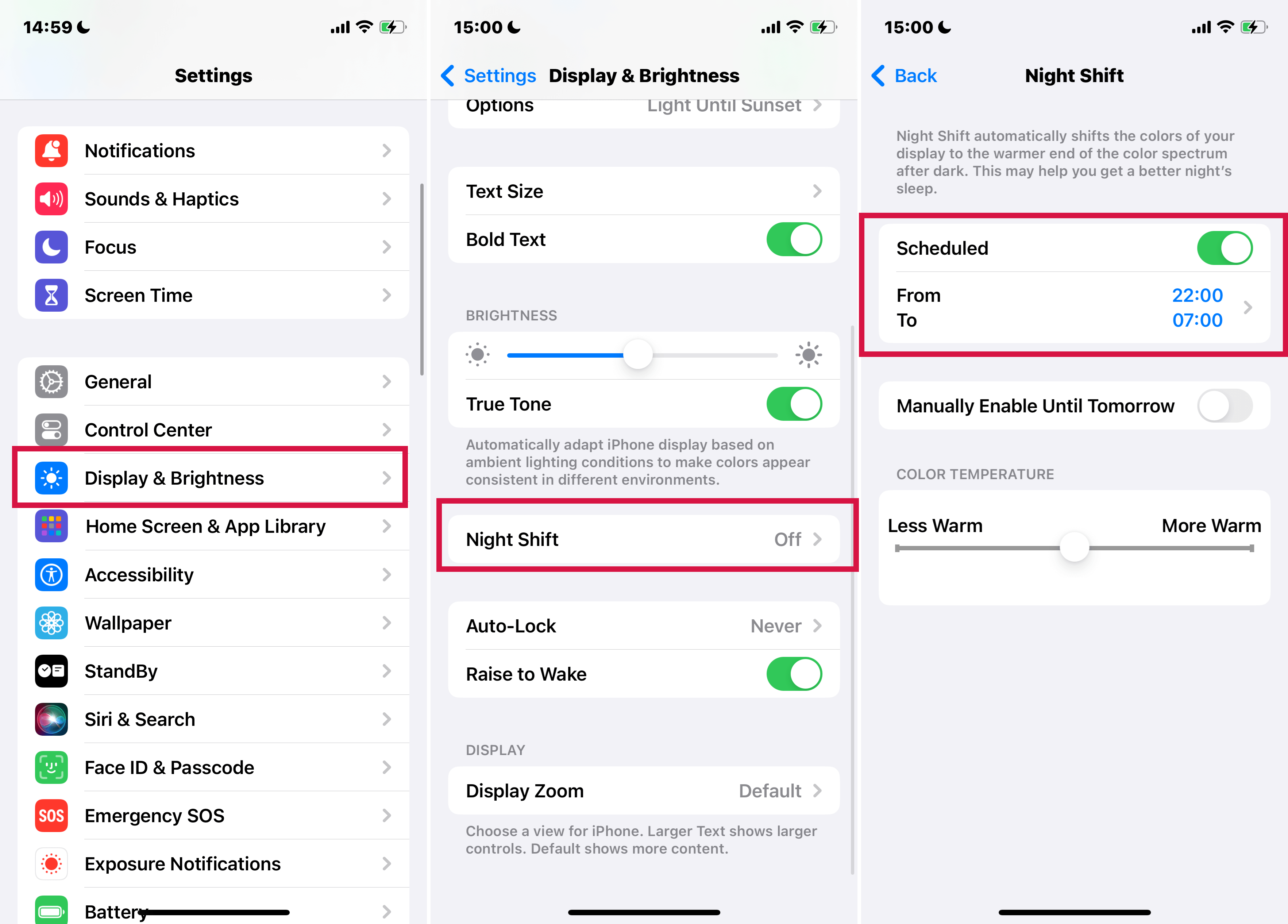 Steps to Schedule Night Shift Automatically on iphone