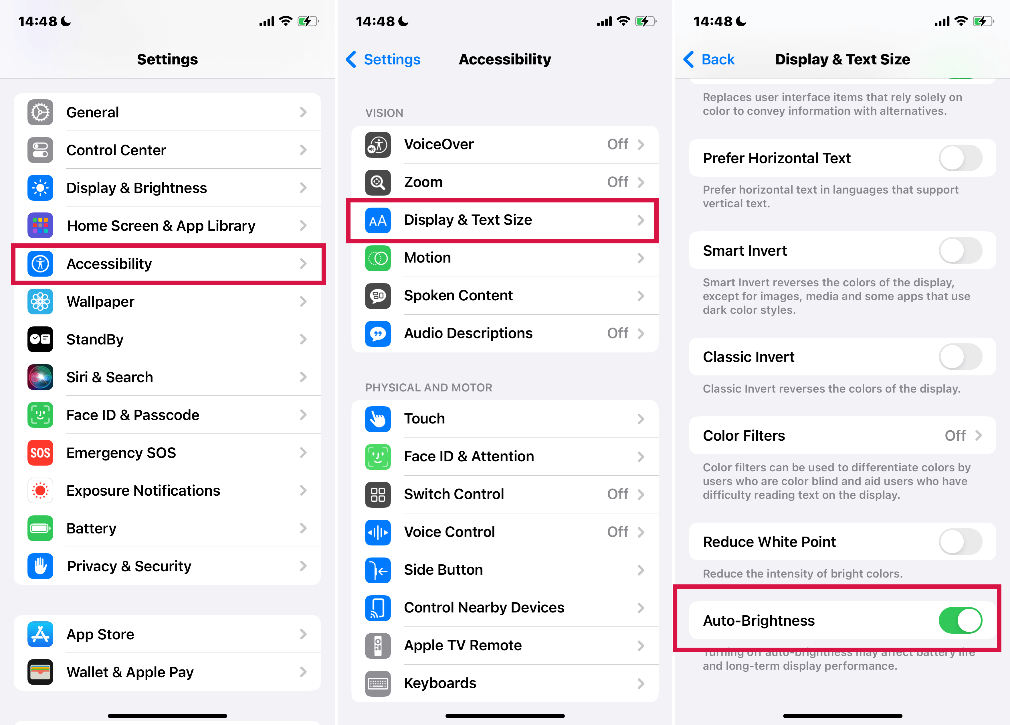 Steps To Turn On Auto-Brightness Via Iphone Settings