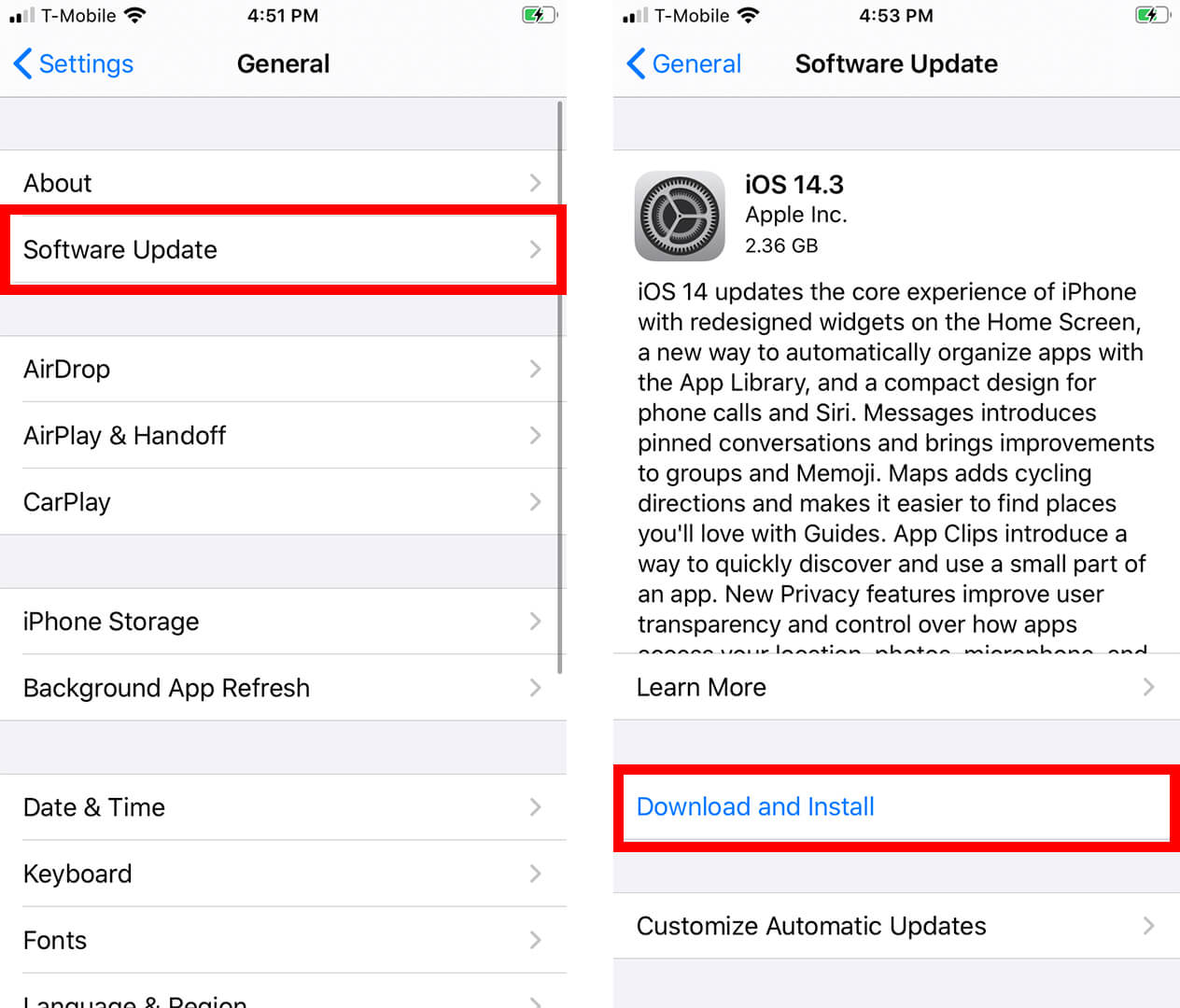 Steps to Update iOS.