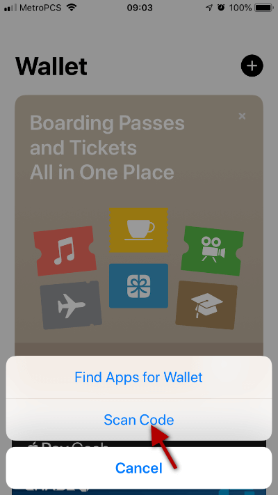 Scan Code in the Wallet App