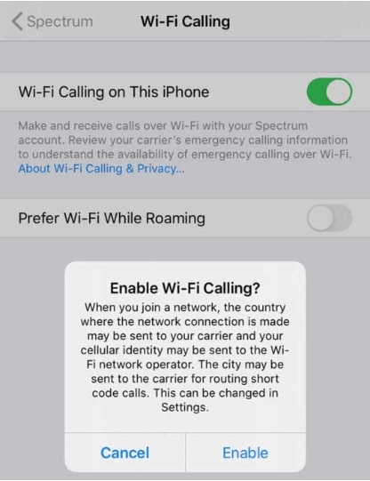 Turn on Wifi Calling on IPhone